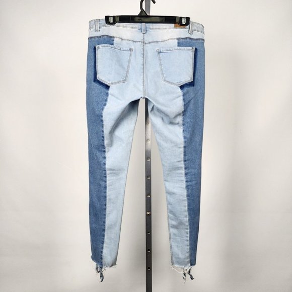 Blue Notes Blue Two Tone Denim Raw Hem Jeggings Size 34 - Picture 6 of 11